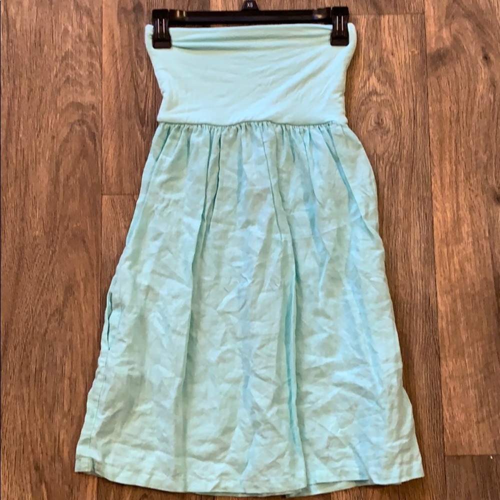 Teal strapless sundress with pockets